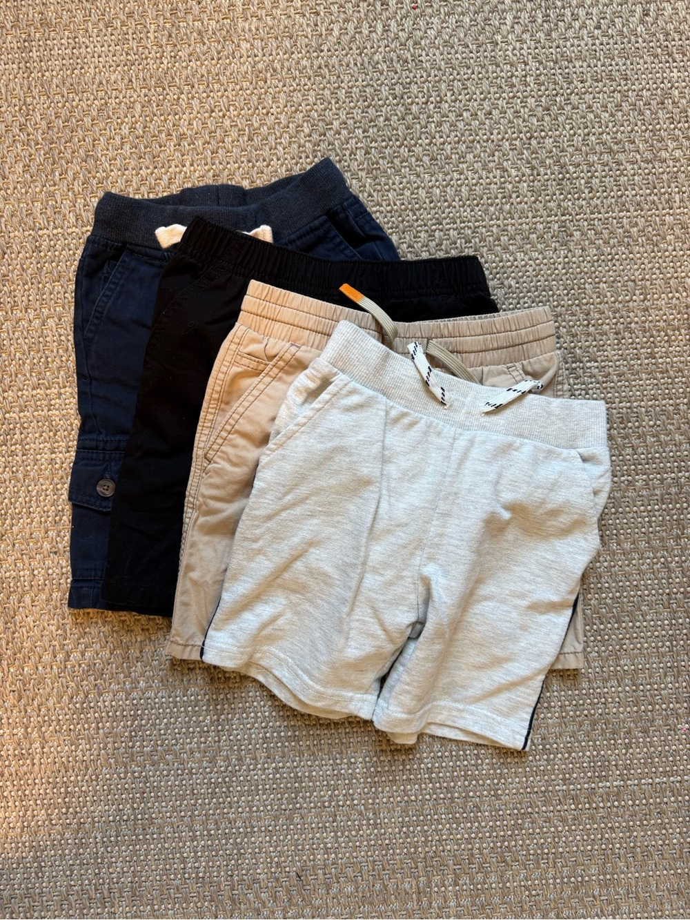 Kids Neutral Cotton-Blend Shorts Pack - Beige, Gray, Navy, Black Size 5T